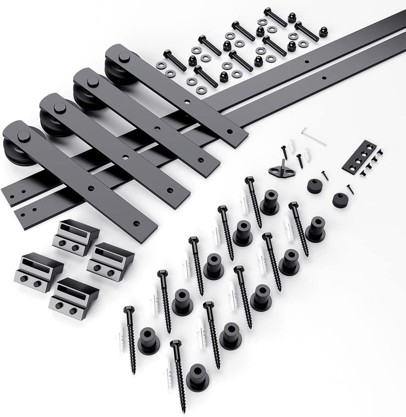 SMARTSTANDARD 13ft Heavy Duty Sturdy Double Sliding Barn Door Hardware Kit -Smoothly and Quietly -Easy to Install -Includes Installation Instruction Fit 39" Wide Door Panel (I Shape Hanger) - Image 4