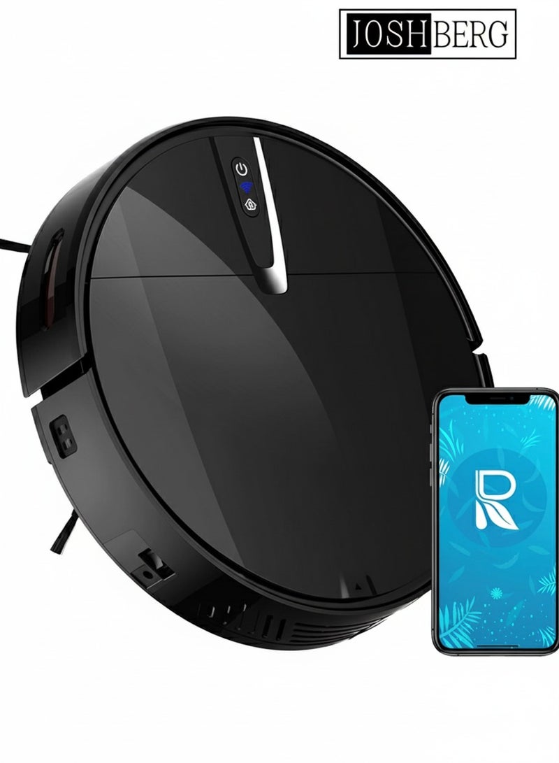 جوشبيرغ مكنسة كهربائية روبوتية ذاتية التفريغ، مكنسة كهربائية روبوتية 2 في 1 مع ممسحة، خرائط ذكية متقدمة مع نظام ملاحة ليدار، شفط قوي، فرشاة توسعة الحواف لشعر الحيوانات الأليفة - Image 1