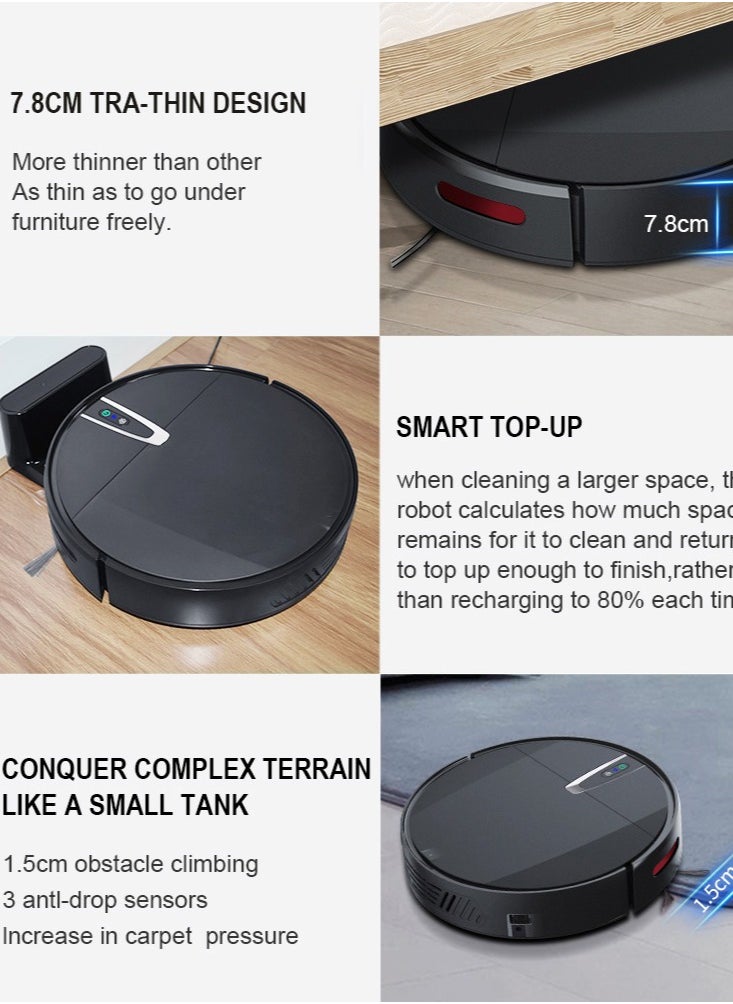 Robot Vacuum, 2 in 1 Robot Vacuum with Mop, Combo with WiFi/App, Gyro Navigation, Advanced Obstacle Avoidance, 4400mAh Self-Charging Robotic Vacuum Cleaner