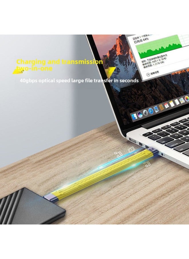 Spot QC4 Line PD Fast Charging Line Type-C Mobile Phone Data Line Laptop Hard Disk USB Soft Board Short Line-Color:A Mother-C Male 10GB Yellow Flexible Board Line - Image 4