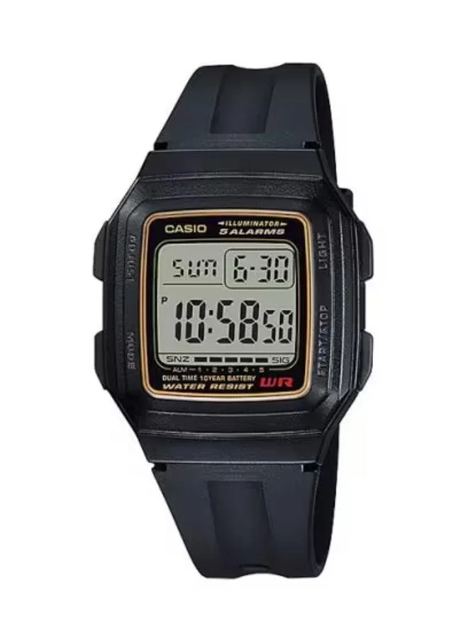 CASIO Unisex Digital Display Watch With Black Resin Strap - F-201WA-9A