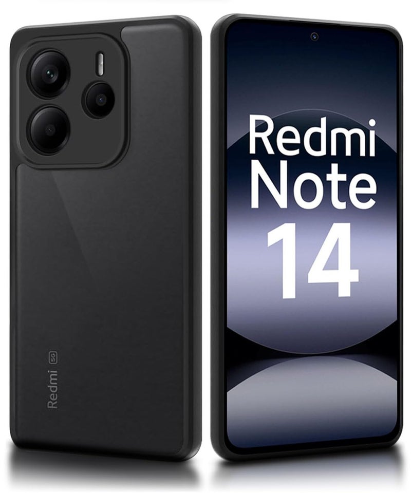WOW IMAGINE Translucent Hybrid Back Case Cover for Redmi Note 14 SE 5G | Redmi Note 14 5G Smoked Matte Back | Shock Proof 360 Degree Protection | Protective Hard Case – Matte Black - Image 2