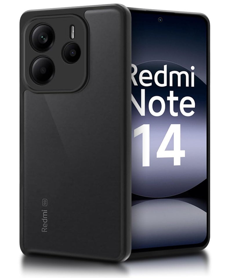 WOW IMAGINE Translucent Hybrid Back Case Cover for Redmi Note 14 SE 5G | Redmi Note 14 5G Smoked Matte Back | Shock Proof 360 Degree Protection | Protective Hard Case – Matte Black - Image 1