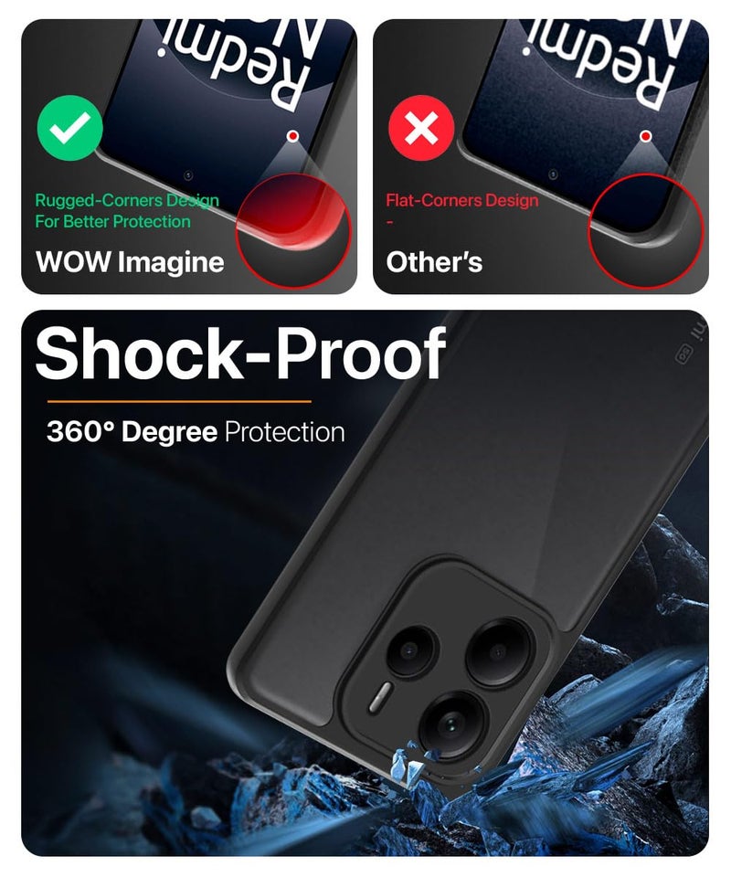 WOW IMAGINE Translucent Hybrid Back Case Cover for Redmi Note 14 SE 5G | Redmi Note 14 5G Smoked Matte Back | Shock Proof 360 Degree Protection | Protective Hard Case – Matte Black - Image 3