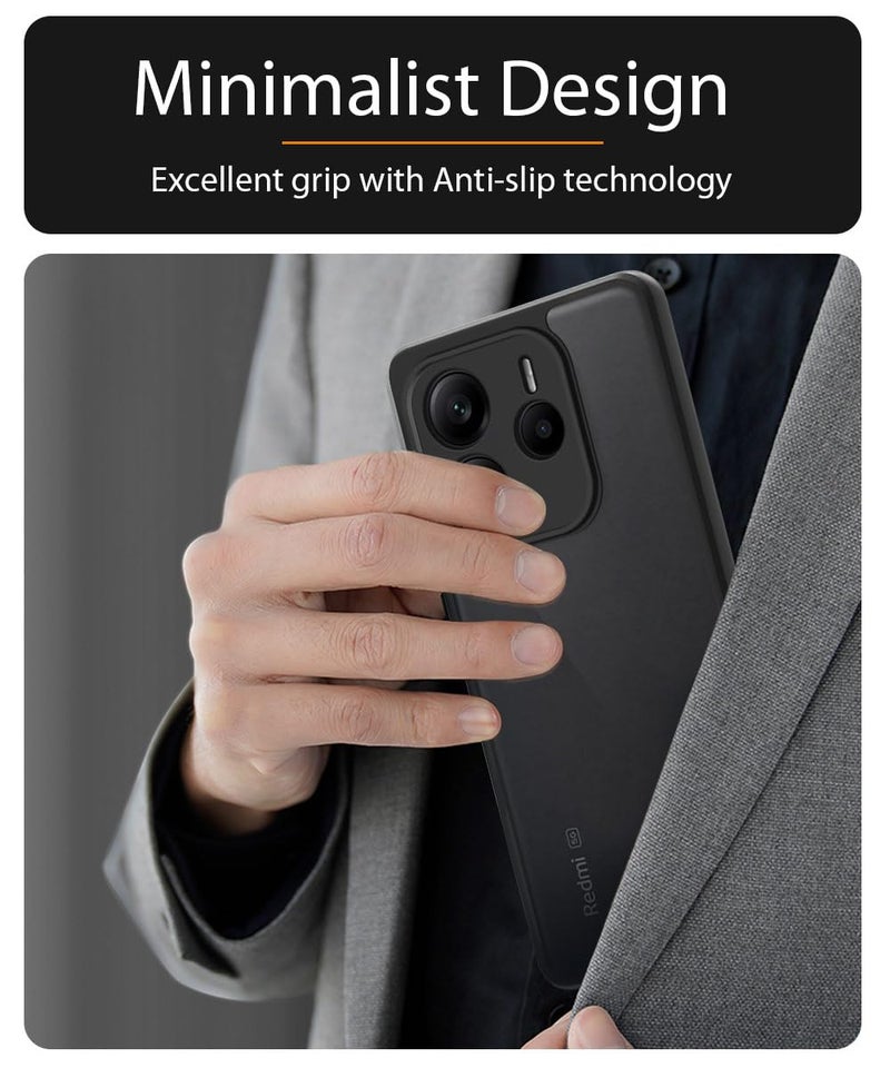 WOW IMAGINE Translucent Hybrid Back Case Cover for Redmi Note 14 SE 5G | Redmi Note 14 5G Smoked Matte Back | Shock Proof 360 Degree Protection | Protective Hard Case – Matte Black - Image 4