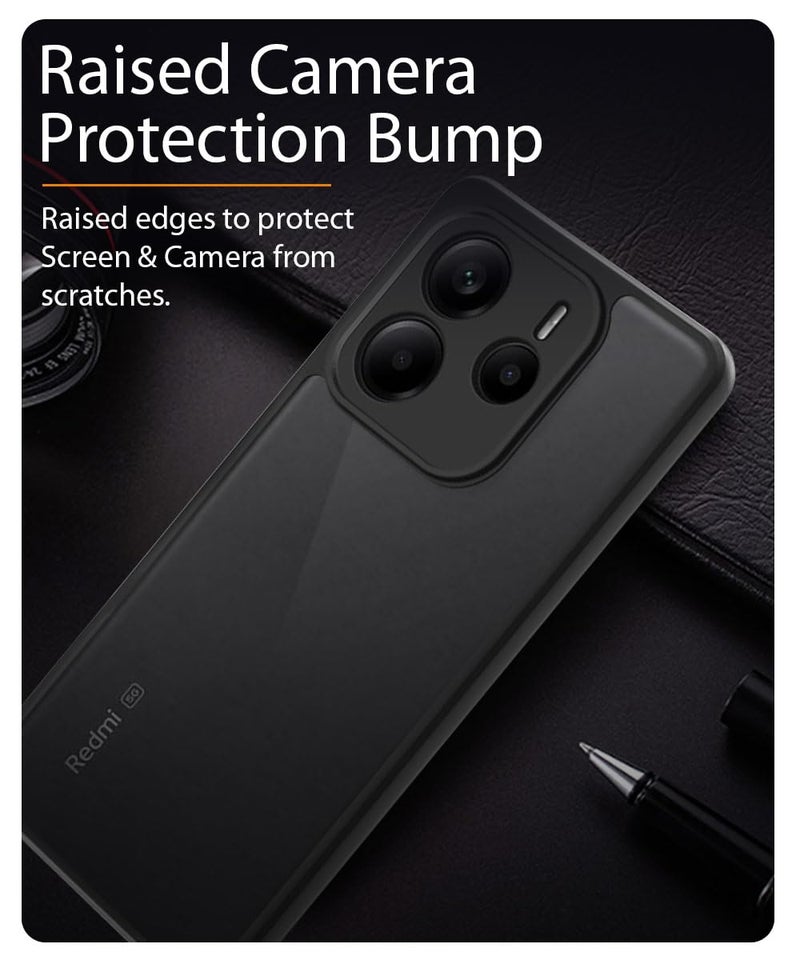 WOW IMAGINE Translucent Hybrid Back Case Cover for Redmi Note 14 SE 5G | Redmi Note 14 5G Smoked Matte Back | Shock Proof 360 Degree Protection | Protective Hard Case – Matte Black - Image 5
