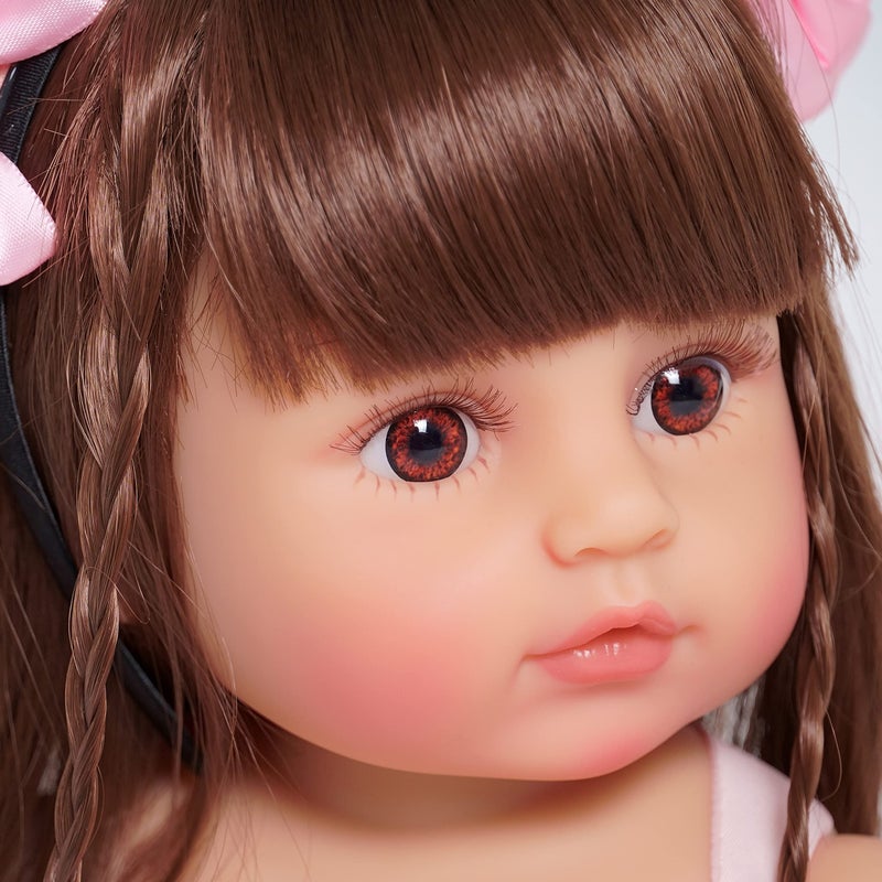 MNMJ Lifelike Reborn Baby Dolls  22inch Soft Body Realistic Newborn Baby Doll Silicone Full Body Real Life Baby Dolls with Feeding Kit Toys Accessories for Ages 3 Year Old Girls or Collection - Image 3