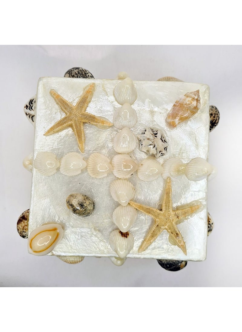 evinizdeki okyanus esintisi turkuaz hediyelik Ocean breeze turquoise gift for your home Medium Mother of Pearl Square-Mixed Shell Box  - Image 2