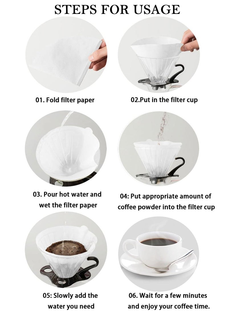 EqiEch 100-Piece Coffee Paper Filters V60 Disposable Cone White Size 02 for Pour Over and Drip Coffee Makers(2-4 cups) - Image 3