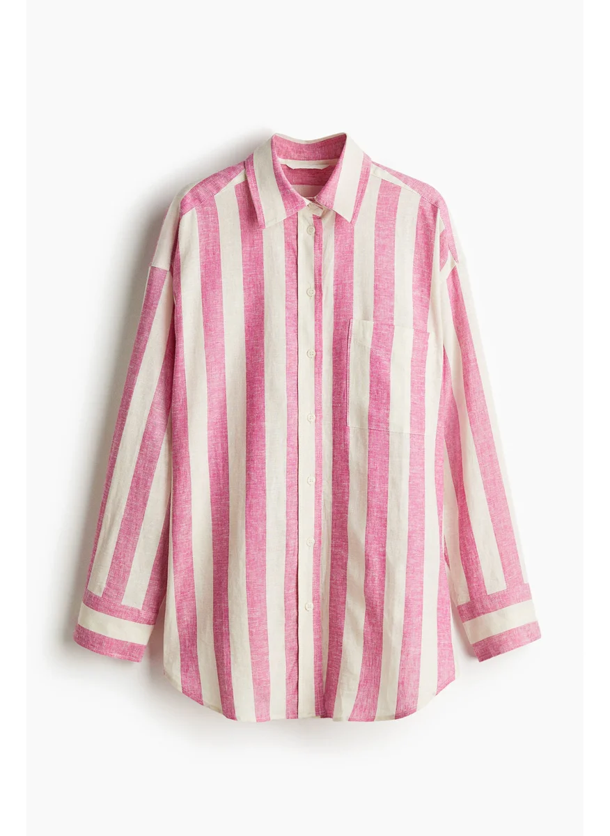 H&M Oversized Linen-Blend Shirt