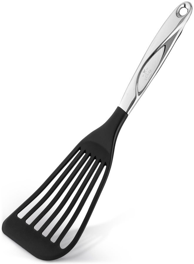 Zulay Kitchen Stainless Steel Fish Spatula - 12.8” Flexible Slotted Turner for Cooking & Frying - Ergonomic Handle, Non-Stick Safe & Dishwasher Safe Kitchen Utensil for Everyday Use - Image 1