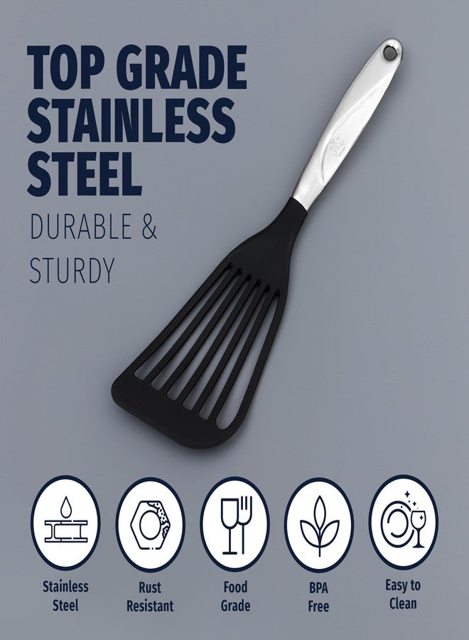 Zulay Kitchen Stainless Steel Fish Spatula - 12.8” Flexible Slotted Turner for Cooking & Frying - Ergonomic Handle, Non-Stick Safe & Dishwasher Safe Kitchen Utensil for Everyday Use - Image 5