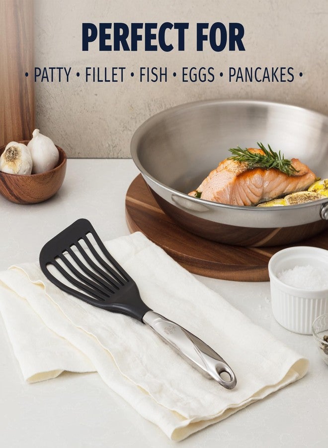 Zulay Kitchen Stainless Steel Fish Spatula - 12.8” Flexible Slotted Turner for Cooking & Frying - Ergonomic Handle, Non-Stick Safe & Dishwasher Safe Kitchen Utensil for Everyday Use - Image 2