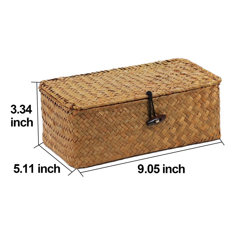 ORDELITE Wicker Storage Basket with Lid, Natural Seagrass Storage Baskets for Organizing, Rectangular Woven Basket for Storage, Decorative Boxes Bins with Lids Home Organizer Decor - Image 4