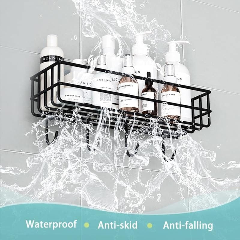 Birdwing 1 قطعة لاصقة ذاتية مع شماعة منشفة رف الحمام للجدار/منظم الرف/رف المطبخ مع ملصقات سحرية - عبوة من 1 (أسود، مطلي بالبودرة) - Image 3