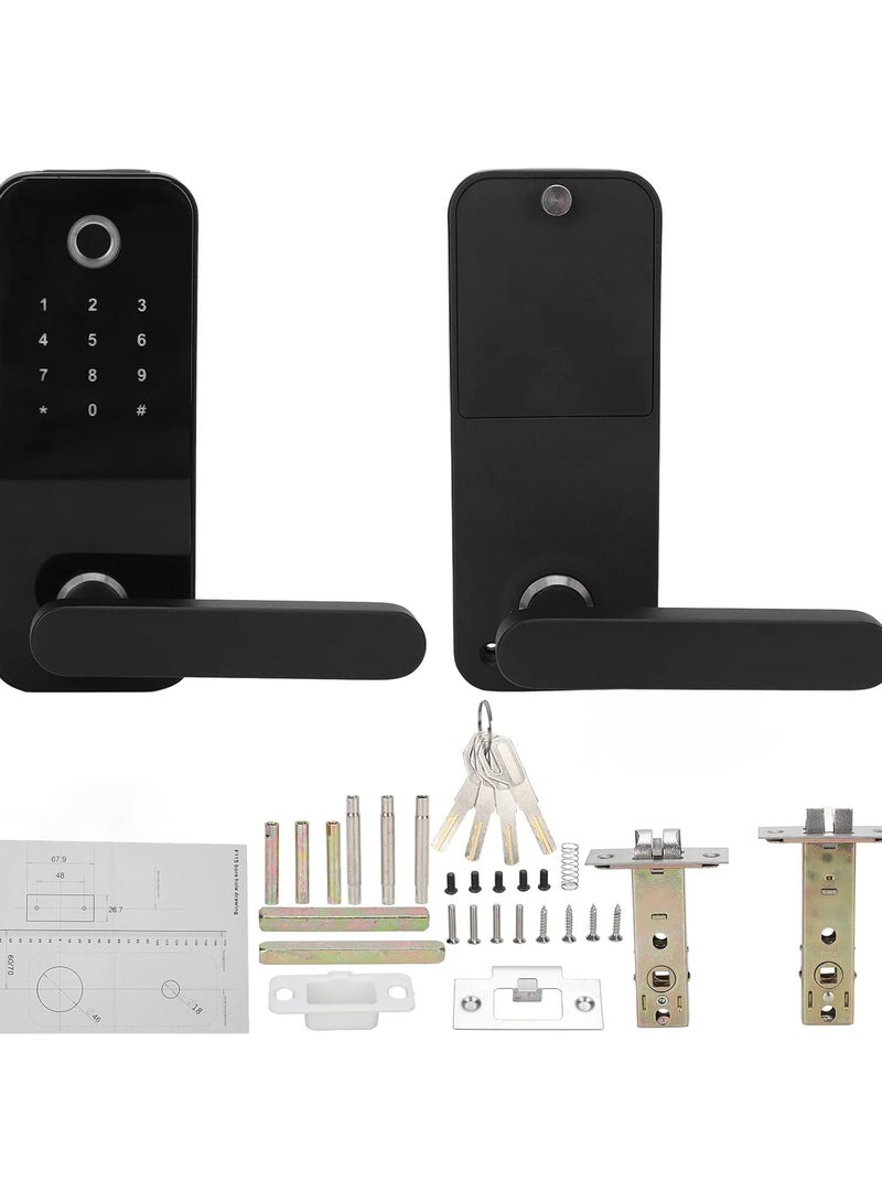 GGOOT 4 in 1 Smart Door Lock, Electronic Door Handle Lock, Support Fast Fingerprint Recognition Virtual Password Design Fingerprint Password Key Unlock for Home Office Hotel Apartment - Image 1