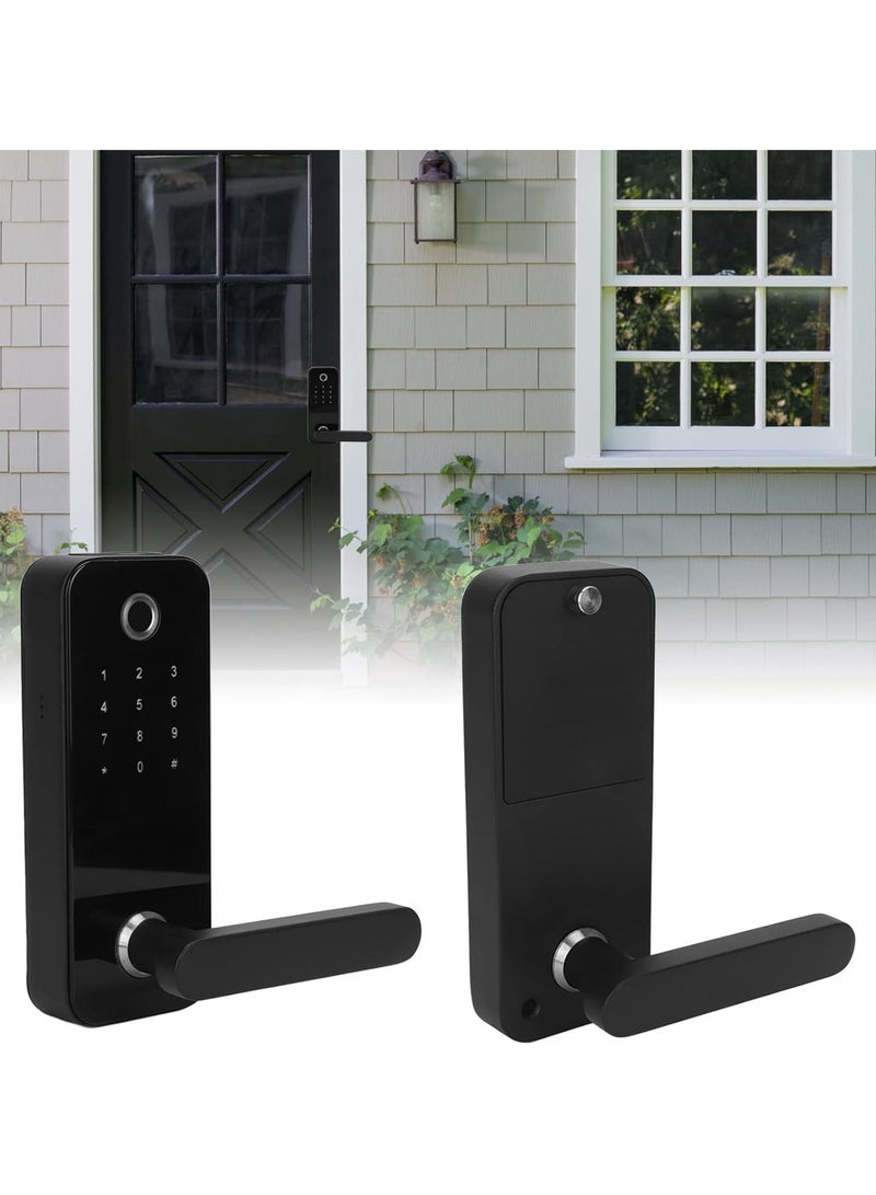 GGOOT 4 in 1 Smart Door Lock, Electronic Door Handle Lock, Support Fast Fingerprint Recognition Virtual Password Design Fingerprint Password Key Unlock for Home Office Hotel Apartment - Image 5