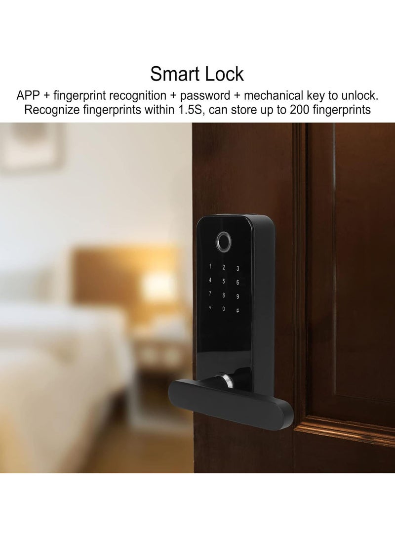 GGOOT 4 in 1 Smart Door Lock, Electronic Door Handle Lock, Support Fast Fingerprint Recognition Virtual Password Design Fingerprint Password Key Unlock for Home Office Hotel Apartment - Image 2