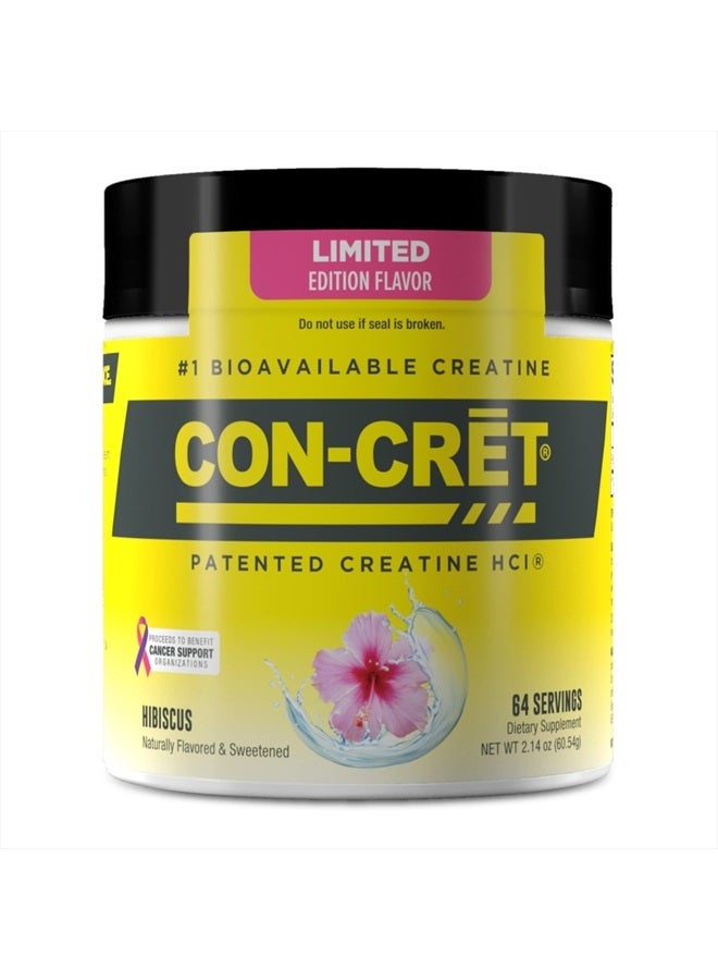 CON-CRET Creatine HCl Powder | Supports Muscle, Cognitive, and Immune Health | Hibiscus Flavored Creatine (64 Servings) - Image 1