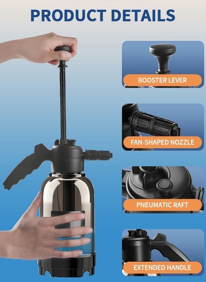 بايبي محمول بخاخ الضغط حديقة مضخة بخاخ زجاجة مع فوهة قابل للتعديل لرش الأعشاب الضارة ، سقي ، تنظيف المنزل وغسل السيارات ( أسود ) - Image 3