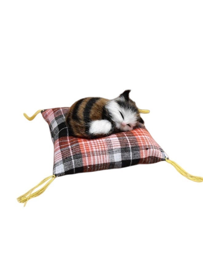 زينة وسادة قطنية للقطط لديكور السيارة، هدية إبداعية للأطفال، 4 تصاميم (أصفر فاتح، أسود، كاكي، قط أبيض-رمادي بعيون مفتوحة) - Image 1