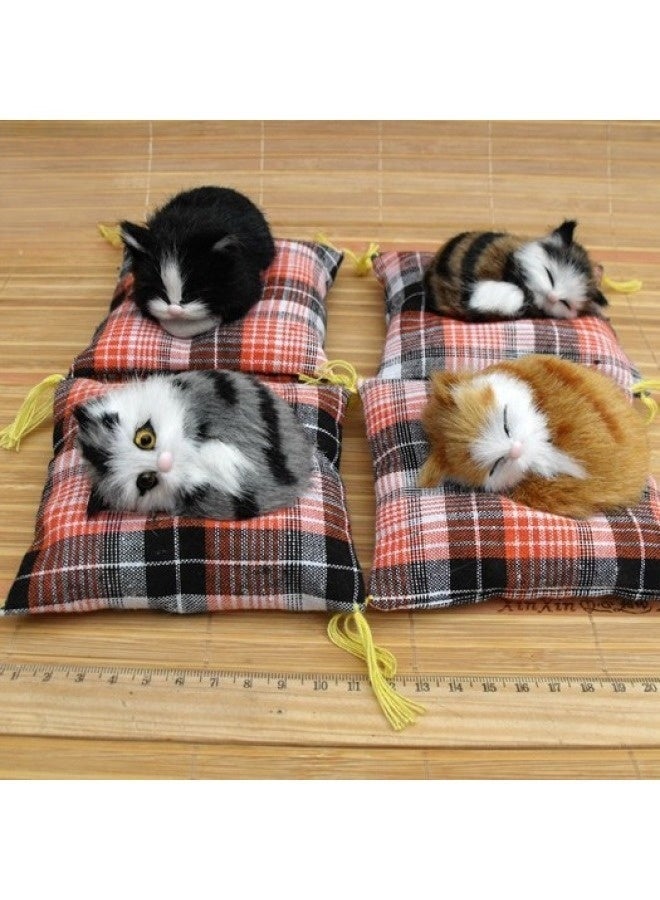 زينة وسادة قطنية للقطط لديكور السيارة، هدية إبداعية للأطفال، 4 تصاميم (أصفر فاتح، أسود، كاكي، قط أبيض-رمادي بعيون مفتوحة) - Image 3