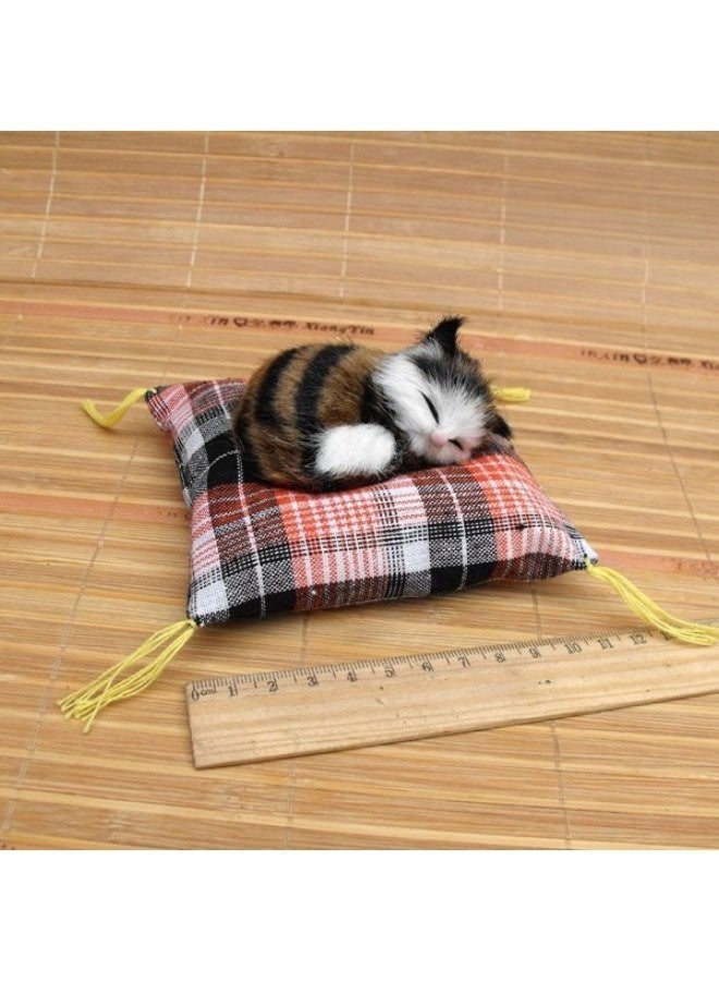 زينة وسادة قطنية للقطط لديكور السيارة، هدية إبداعية للأطفال، 4 تصاميم (أصفر فاتح، أسود، كاكي، قط أبيض-رمادي بعيون مفتوحة) - Image 2