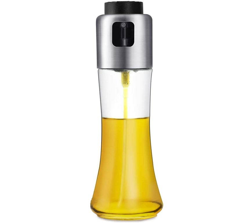 MORGHULIS Oil Sprayer for Cooking Oil Vinegar Dispenser Bottle for Kitchen Olive Oil Dispenser Bottle Cooking Portable Oil and Vinegar Sprayer Stainless Steel Olive Oil Glass Bottle 180 ML - Image 1