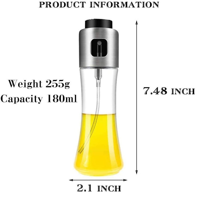 MORGHULIS Oil Sprayer for Cooking Oil Vinegar Dispenser Bottle for Kitchen Olive Oil Dispenser Bottle Cooking Portable Oil and Vinegar Sprayer Stainless Steel Olive Oil Glass Bottle 180 ML - Image 3