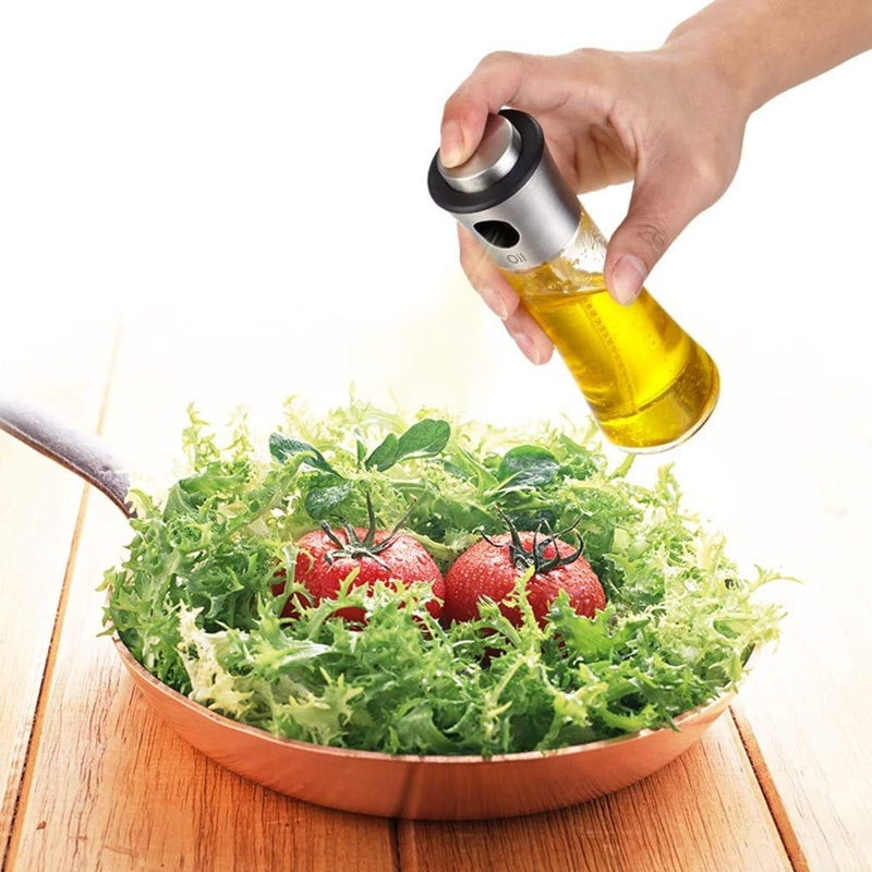 MORGHULIS Oil Sprayer for Cooking Oil Vinegar Dispenser Bottle for Kitchen Olive Oil Dispenser Bottle Cooking Portable Oil and Vinegar Sprayer Stainless Steel Olive Oil Glass Bottle 180 ML - Image 2