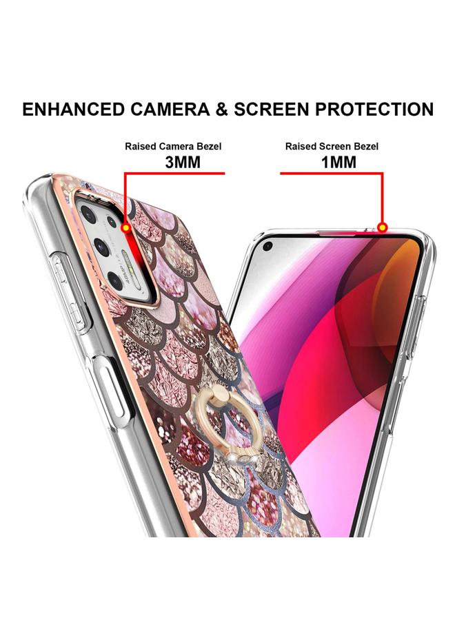 اس-توب جراب لهاتف Motorola Moto G Stylus 2021 بنمط طلاء كهربائي IMD TPU مقاوم للصدمات مع حامل حلقي من حجر الراين - Image 3