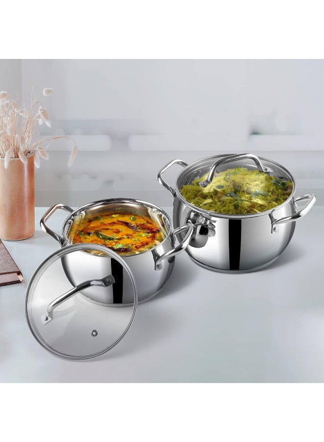 Vinod Stainless Steel Almaty Sauce Pot with Glass lid -14 cm,1.3 L (Induction Friendly) - Image 2