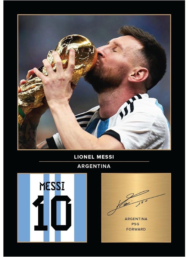 EMODA Lionel Messi World Cup Signed A4 Printed Photo Picture Display Gift For Argentina Fans Digitally Reproduced Signature Unframed (21 x 29.7 cm) - Image 1