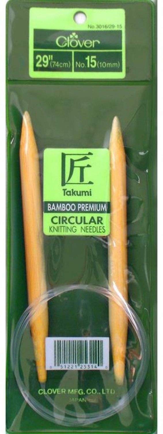 Clover Takumi Bamboo Circular Knitting Needles 29-Size 15/10mm - Image 1