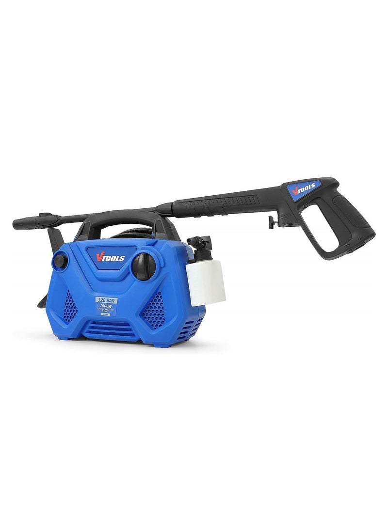 VTOOLS 120 Bar Electric Pressure Washer With a Meter Hose And Soap Dispenser, Compact Design, Pressure Washer For Car, Home & Garden  - Image 3