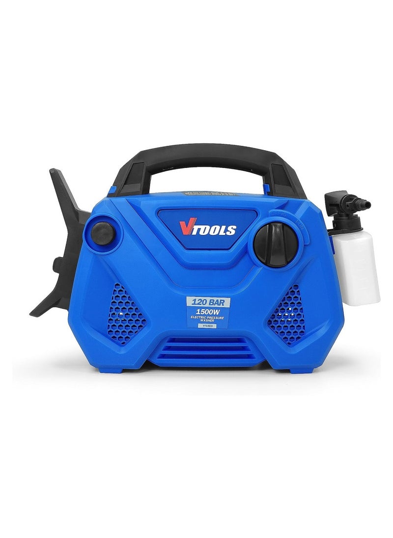VTOOLS 120 Bar Electric Pressure Washer With a Meter Hose And Soap Dispenser, Compact Design, Pressure Washer For Car, Home & Garden  - Image 2