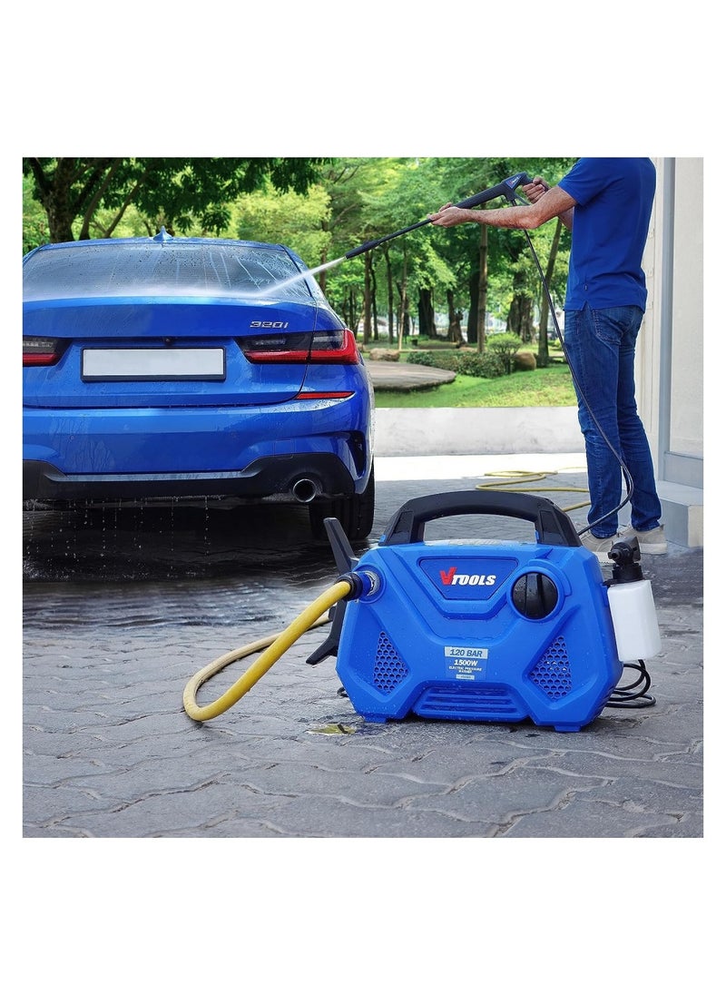 VTOOLS 120 Bar Electric Pressure Washer With a Meter Hose And Soap Dispenser, Compact Design, Pressure Washer For Car, Home & Garden  - Image 5