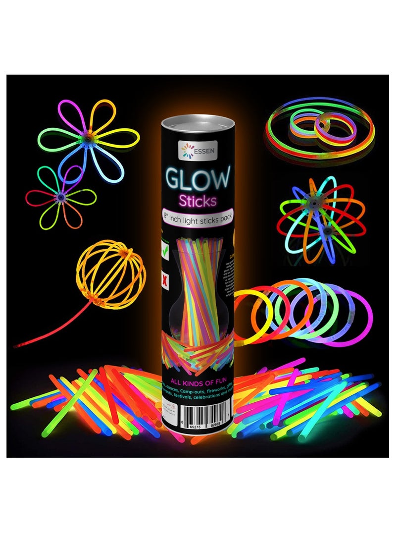 ESSEN - Glow Sticks Party Favors For Kids Glow In The Dark With Connectors Set Of 100 - Image 1