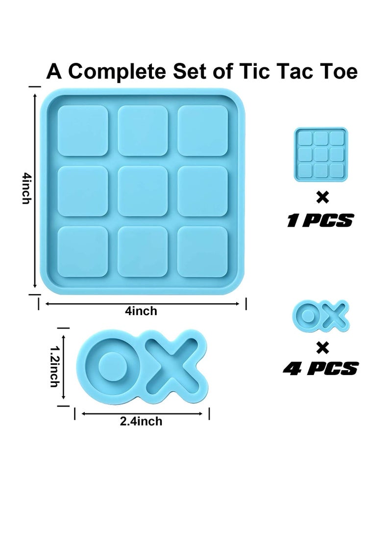 Tic Tac Toe Resin Mold with 4 XO Chess Pieces Molds, XO Board Game Silicone Casting Molds for Resin Casting,DIY Tabletop Board Game(2PCS)