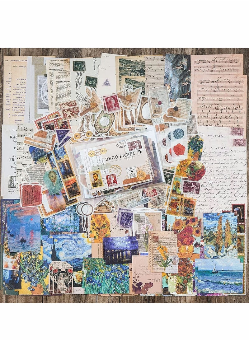 Excefore - Vintage Scrapbook Supplies Pack for Art Journaling Bullet Junk Journal Planners DIY Paper Stickers Craft Kits Notebook Collage Album Aesthetic Cottagecore Picture Frames (200 Pieces) (Artistic) - Image 1