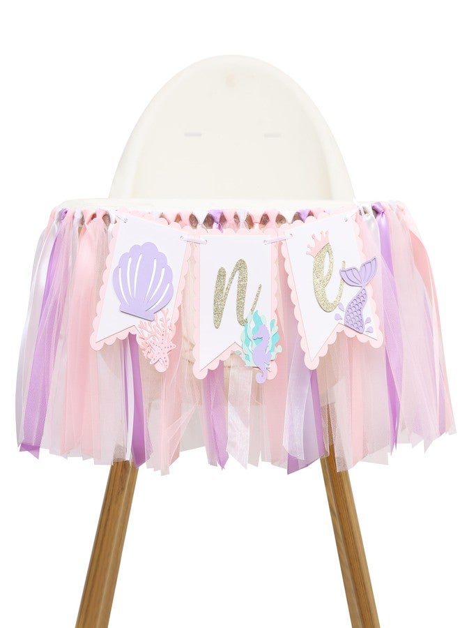 HIKLO Mermaid 1st Birthday High Chair Banner - Under the Sea First Birthday Party Decoration, Mermaid Theme One Party Banner, Cake Smash Photo Props for Girl - Image 1