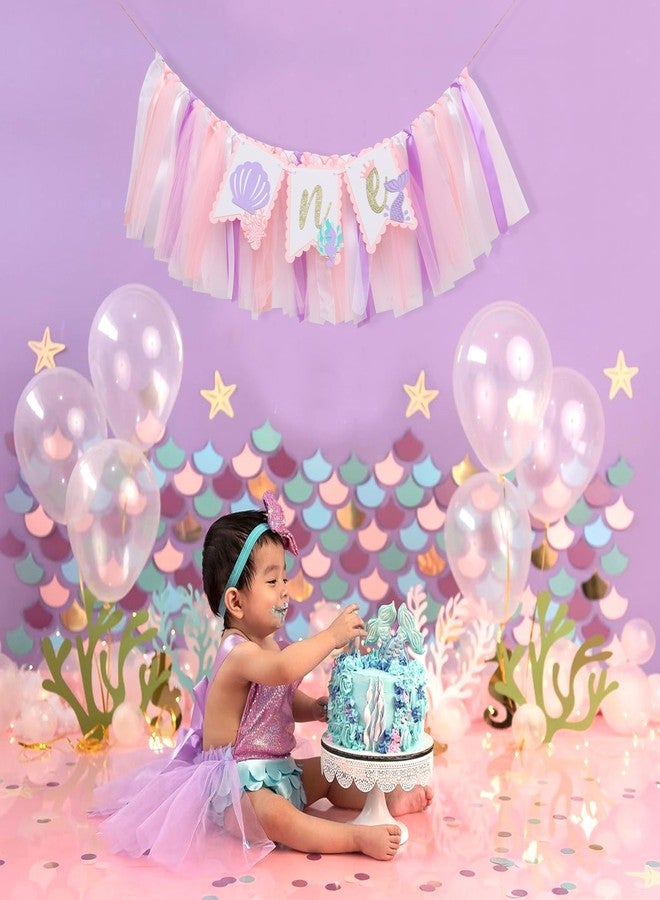 HIKLO Mermaid 1st Birthday High Chair Banner - Under the Sea First Birthday Party Decoration, Mermaid Theme One Party Banner, Cake Smash Photo Props for Girl - Image 3