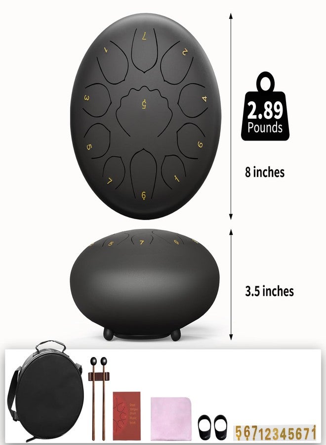 MENGBEI Rain Drum for Outside Garden, 8 Inches 11 Notes Steel Tongue Drum Rain Chime, Chakra Drum for Rain, Rain Drum for Outside Garden When It Rains (Black) - Image 5