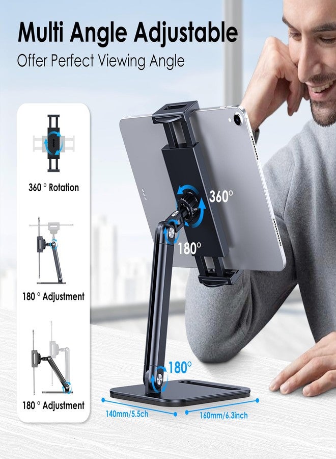 CreaDream Tablet Stand, Heavy Aluminum Tablet Holder for Desk with Adjustable 360° Swivel Bracket, Compatible with iPad Pro/Air/Mini, Galaxy Tab, Surface Pro, Kindle Fire 4.7''-13", Black - Image 3