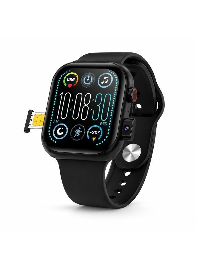 Smartberry SM402 Android Smart Watch with 2.2 Inch HD Display, SIM Card Slot, Front Camera, Dual Straps - Black - Image 1