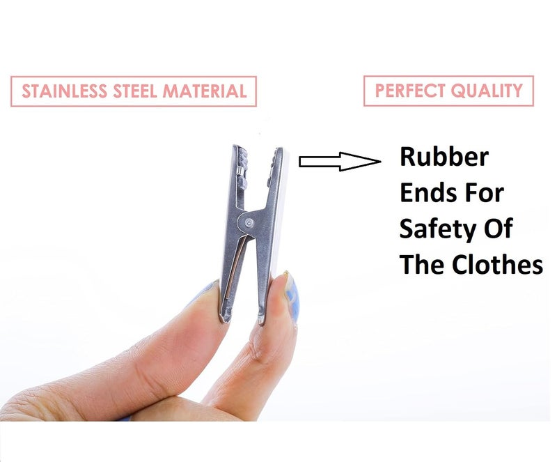 Konquer TimeS Premium Stainless Steel Hanging Clips for Drying Clothes, Heavy Quality Rust Free Pegs, for Hanging Clothes, Baby Cloth Hanger (Square Baby Cloth Hanger) - Image 5