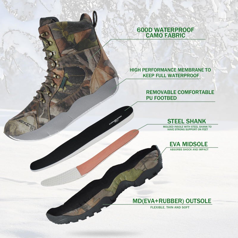 R RUNFUN Men's 8" Waterproof Lightweight Hunting Boots Camo Insulated Hiking Boots, 200g Thinsulate(RF001-8C2,Size8) - Image 2
