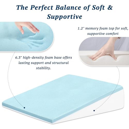 COLDHUNTER Wedge Pillow for Sleeping, 7.5" Bed Wedge After Surgery, Back Pain Relief, Memory Foam Pillow Triangle Incline Wedge for Back Support, Leg Elevation - Image 5