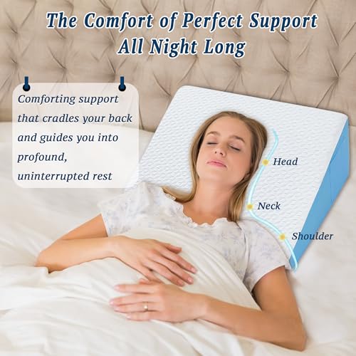 COLDHUNTER Wedge Pillow for Sleeping, 7.5" Bed Wedge After Surgery, Back Pain Relief, Memory Foam Pillow Triangle Incline Wedge for Back Support, Leg Elevation - Image 2