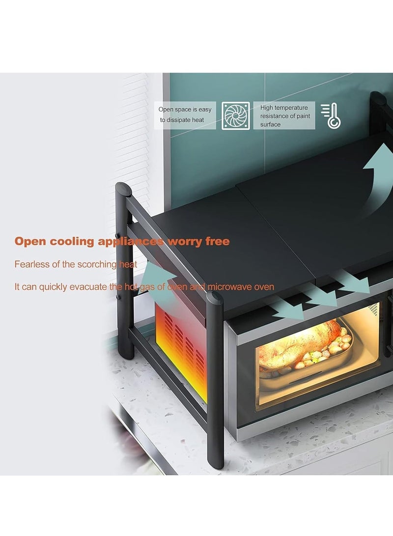 يواوليتي رفوف تخزين، رف مطبخ لطاولة، رف محمصة مع 6 خطافات حامل شديد التحمل، سعة وزن 55 رطلاً (أسود) - Image 5